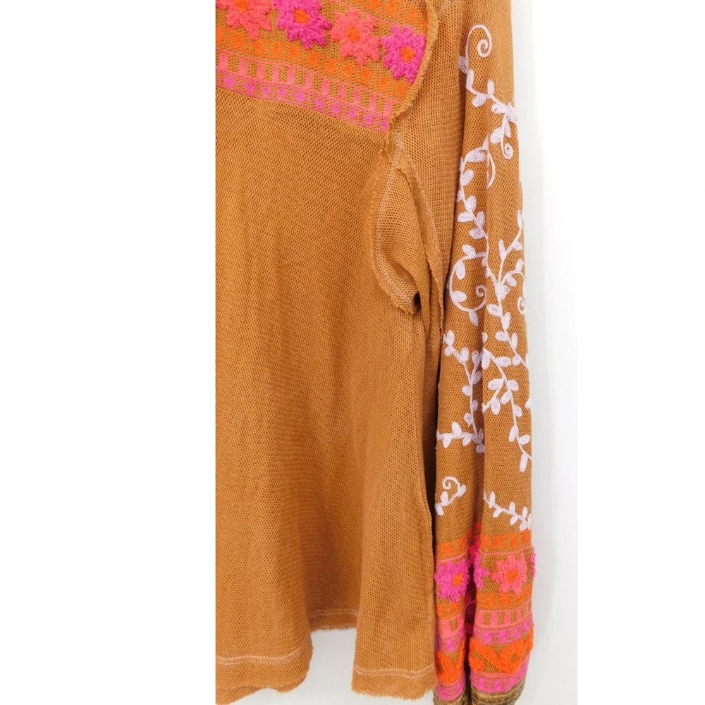 Free‎ People XS Cherish Me Top Embroidered Open Back Balloon Sleeve Top